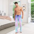 thumbnail image 7 of Pink Oil Colored Flowers Men's Lightweight Pajama Bottoms Stretch Elastic Waist Side Pockets Spring Fall, 7 of 7