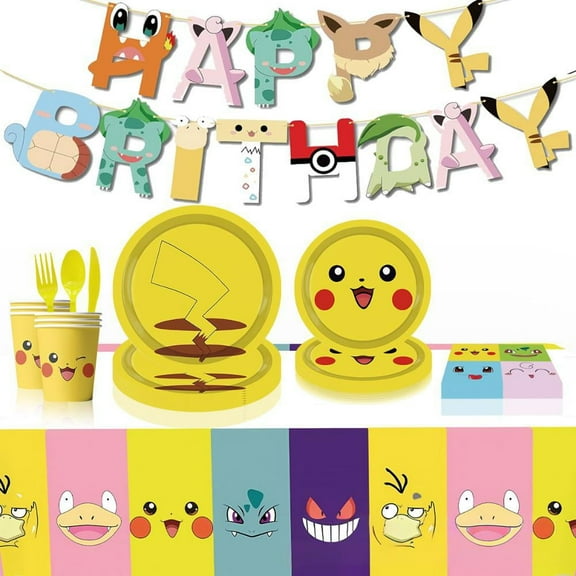 Pikachu birthday party supplies - Pikachu party decorations include , Pikachu banners , Pikachu paper cup etc. for kids
