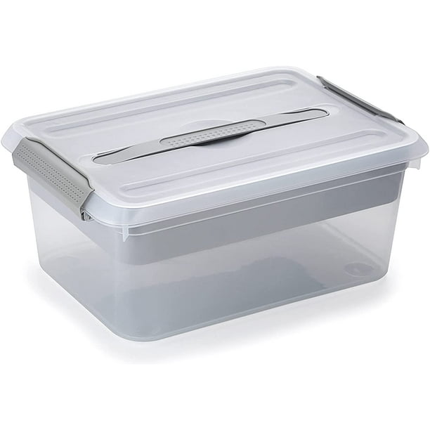 BTSKY Plastic Storage Box& Carry Box, Plastic Storage Container  Multipurpose Portable Tool Box Sewing Box with Removable Divider Tray  Locking Lid 