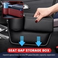 thumbnail image 3 of Car Leather Cup Holder Gap Bag, Premium Leather Console Storage Box, Anti-Drop Car Seat Gap Filler Organizer for Phones Glasses Keys Cards (Passenger Side, Red), 3 of 6