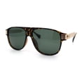 thumbnail image 4 of Polarized Mogul Mobster Flat Top Racer Mafia Plastic Fashion Sunglasses Tortoise Gold - Green, 4 of 8