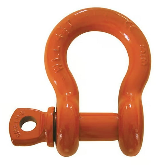 Screw Pin Anchor Shackle, 1.06 in Opening, 5/8 in Bail Size, 4-1/2 t, Orange Paint
