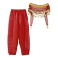 thumbnail image 4 of Kaerm Kids Girls Belly Dance Harem Pants Tribal Arabic Trousers Yoga Pilates Hippie Dance Bottoms Red L, 4 of 7