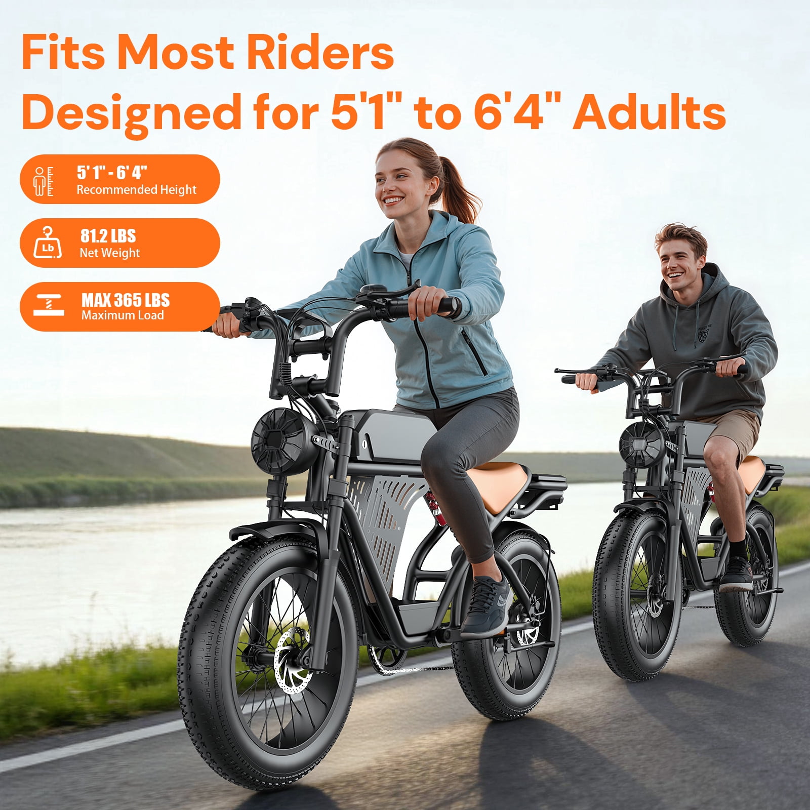 GWEIT Electric Bike for Adults, 1500W Peak Motor, 30MPH & 65 Miles Electric Mountain bike, 48V 20Ah Battery, NFC & Password Unlock, 20" Fat Tire Off-Road Ebike, UL2849 Certified