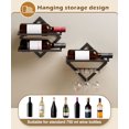 thumbnail image 4 of Enogets 2-Pack Wall Mount Wine Rack - Foldable Metal Hanging Wine Bottle Holder & Stemware Organizer Black, 4 of 9