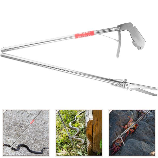 OULII Heavy Duty Snake Tong Clip Silver for Serious Reptile Catching 1Pcs