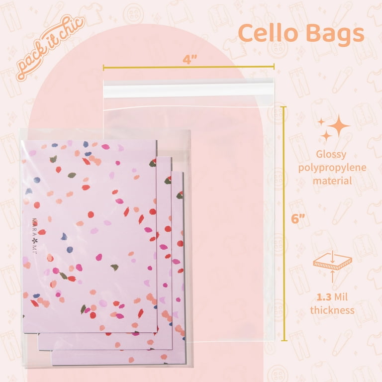Pack It Chic - 200 Pack 4” X 6” Clear Resealable Bags - Fits 4X6