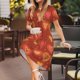 thumbnail image 3 of Easygdp Flower Hearts para Vestido Transpirable de Mujer, Vestido Suelto de Manga Corta con Pliegues y Bolsillos para el Verano, 3 of 6