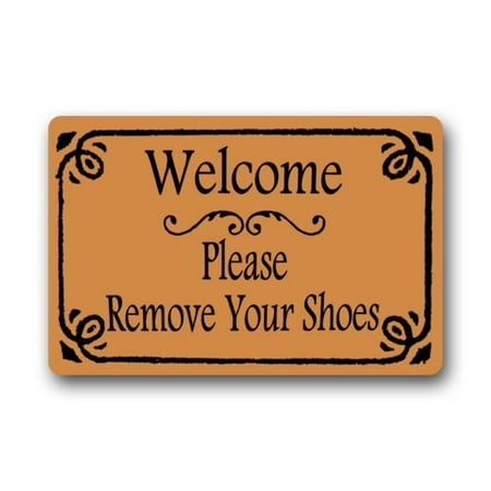 Winhome Funny Quotes Welcome Please Remove Your Shoes Doormat Floor Mats Rugs Outdoors Indoor Doormat Size 23 6x15 7 Inches