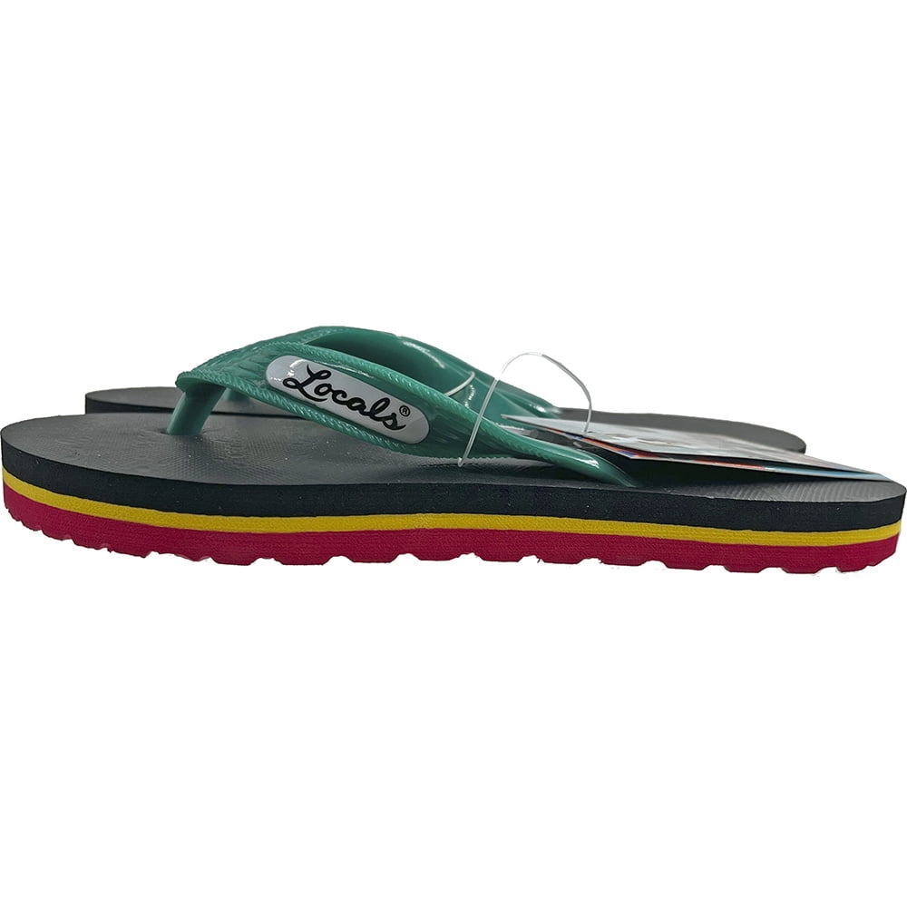 Locals Hawaii Boy's Stripe Slipper, Assorted Colors, 7 Inch Sole