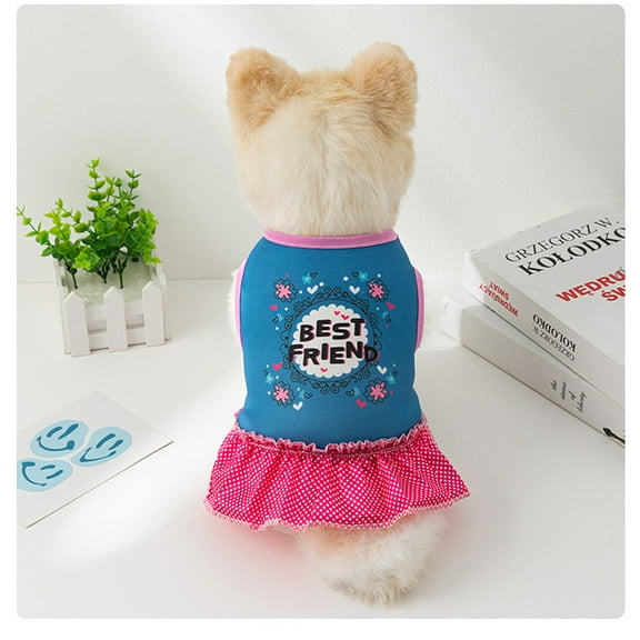 Janrevotw Pet Clothes Summer New New Dog Cat Clothes Cute Cartoon One-Piece Floral Dresses