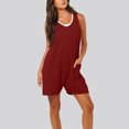 thumbnail image 4 of Diufon Knit Womens Shorts Rompers V Neck Sleeveless Bodysuits Solid Color Playsuits with Pockets, 4 of 7