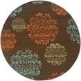thumbnail image 5 of 8' Brown Round Floral Stain Resistant Indoor Outdoor Area Rug, 5 of 5