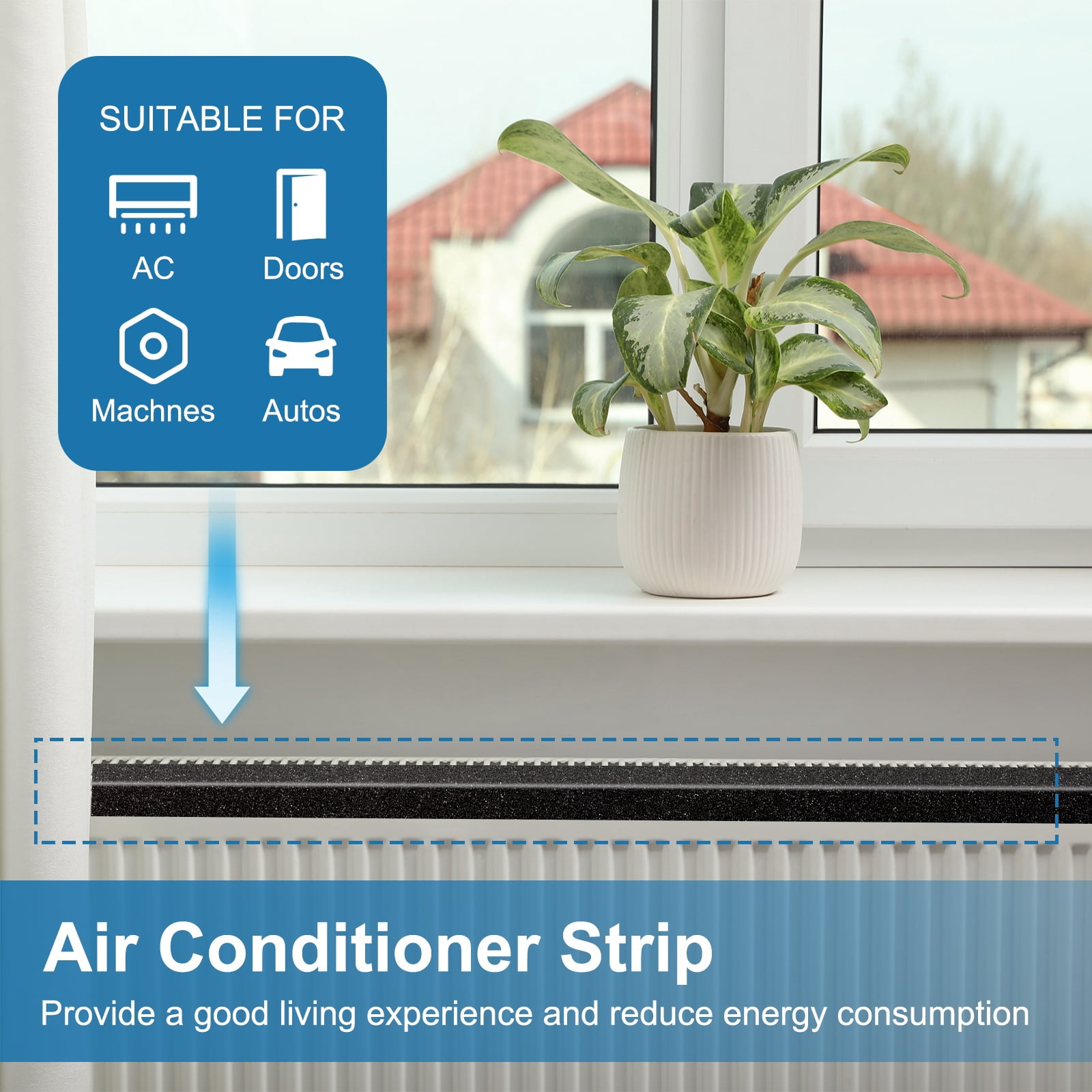 1 Set 3.28ft Foam Seal Strip, 1 Inch Width x 2 Inch Thick Weather Stripping Foam Insulation Tape, High Density Air Conditioner Open Cell Foam Seal Tape for Doors, Windows, Black
