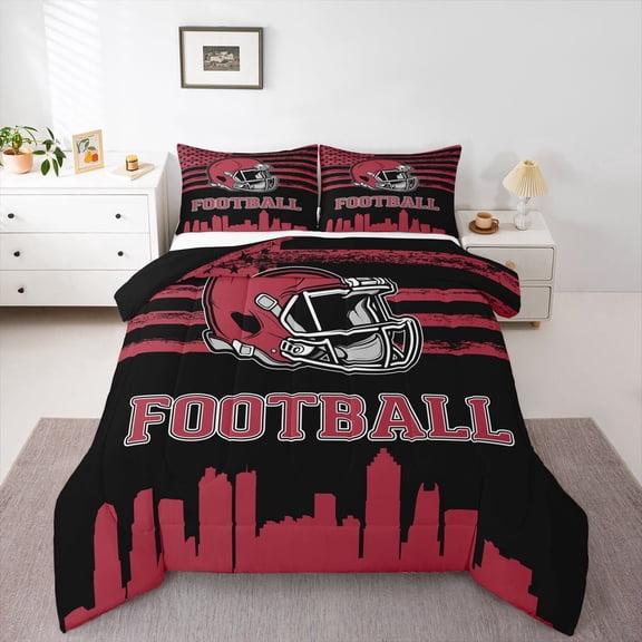 Erosebridal Rugby City Silhouette Comforter Sets Twin Size,Atlanta Comforters & Duvets,American Football Bedding Twin Comforter Set For Teens,Ultra Soft Bedroom Decor Reversible,2-Piece