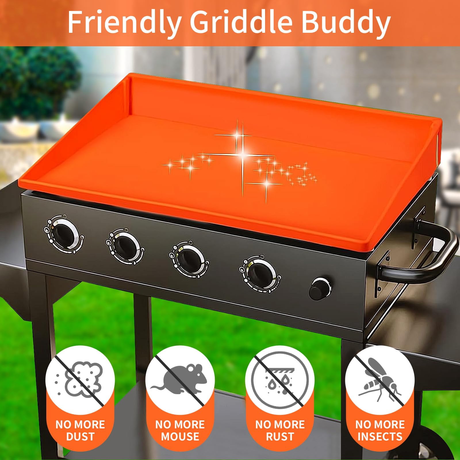 29 Inch Silicone Griddle Mat For Blackstone - Full Edge Waterproof Grill Lid Pad  Dust & Rust Protection Food Grade Heavy Duty Bbq Cover Outdoor Flat Top