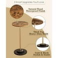 thumbnail image 2 of Drink Table, Round Side Table for Small Spaces, Pedestal End Table with Metal Base, Rustic Brown, 2 of 8