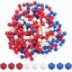 thumbnail image 1 of 1 caja de 300 cuentas del 4 de julio, cuentas acrílicas a granel, rojas, blancas y azules, cubos americanos patrióticos de EE. UU., espaciadores sueltos facetados., 1 of 5