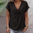 thumbnail image 2 of Tweang Cotton Tunic Tops for Women Women 2026 Loose Fit Tops Womens Cotton Linen Tunic Boho Ethnic Style Peasant Tee Womens Cotton Linen Button Down Shirts Summer Floral Short Sleeve Tee Black L, 2 of 8