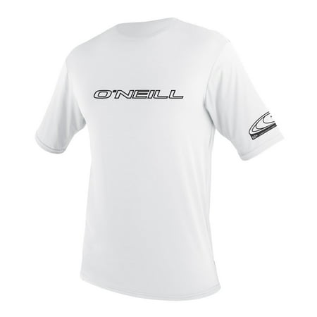 Short Sleeve Skin Suit - O'Neill Wetsuits UV Sun Protection Youth Basic Skins Short Sleeve Tee Sun Shirt Rash Guard, White, 4, Elastane Nylon