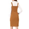 thumbnail image 4 of INSPIRE CHIC Women's Button Decor Bow Tie Waist Suspender Overall Jumper Dress XS Brown, 4 of 7