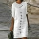 thumbnail image 1 of Puntoco Vestido De Manga Corta Con Cuello En V, Vestido Con Cremallera Y Cuello En V Con Botones Sueltos Estampados Informales De Manga Corta Para Mujer Blanco Xl, 1 of 6