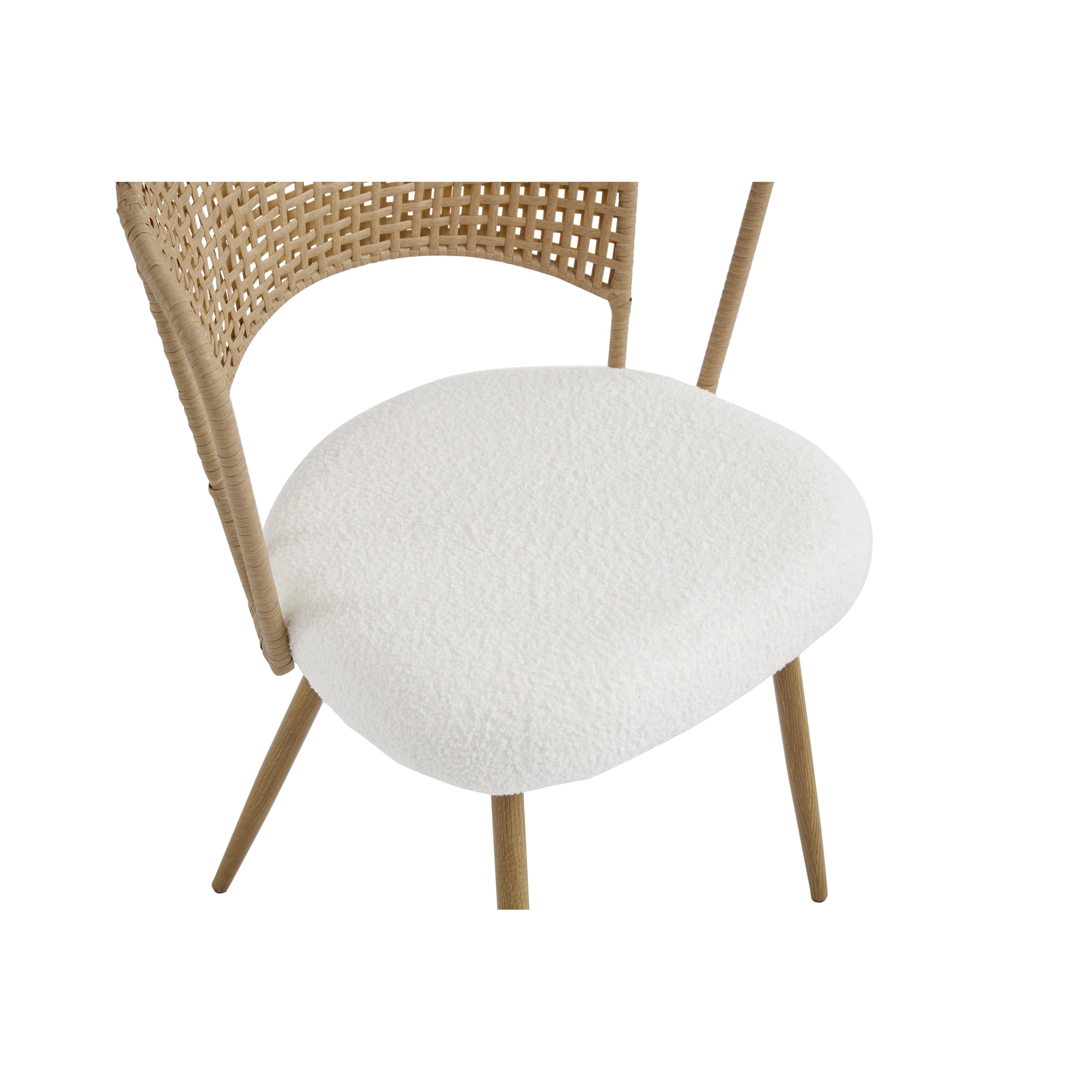 Leumius Set of 4 Wicker Dining Chairs, Farmhouse Soft Cushioned Cane Back Kitchen Chair, Sponge Cushion, Wing-Back Dining Chair with Metal Legs for Home and Kitchen (Brown)
