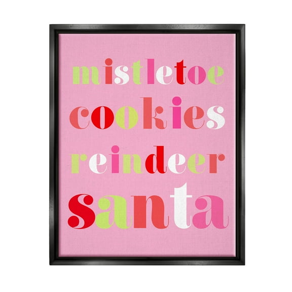Mistletoe Cookies Reindeer Santa Bold Holiday Graphic Art Jet Black Framed Art Print Wall Art
