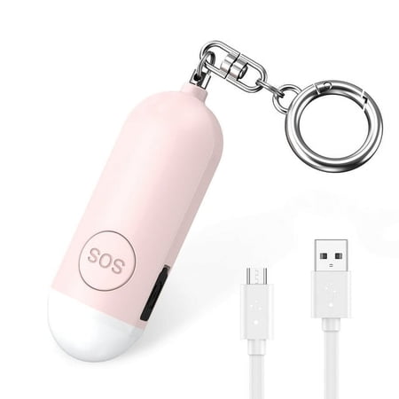 Personal Alarm for Women 130dB Loud Safety Alarm with LED Flashlight Rechargeable Safety Alarm Keychain for Woman Kids Students Girls Elderly Pink