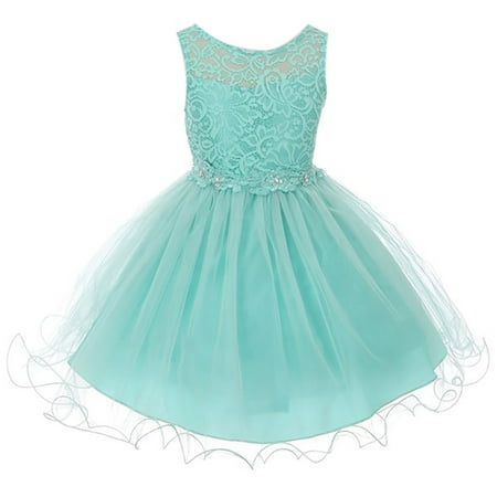 Little Girls Dress Lace Tulle Pageant Holiday Christmas Party Flower Girl Dress Tiffany Size 4 (M10BK49)