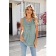 thumbnail image 5 of Summer Round Neck Sleeveless Button Solid Color Casual Women's Top, 5 of 8