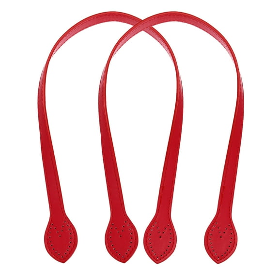 2pcs 24 Inch (60cm) Leather Purses Straps Handbag Belt Band Bag Handles with Ear, Red