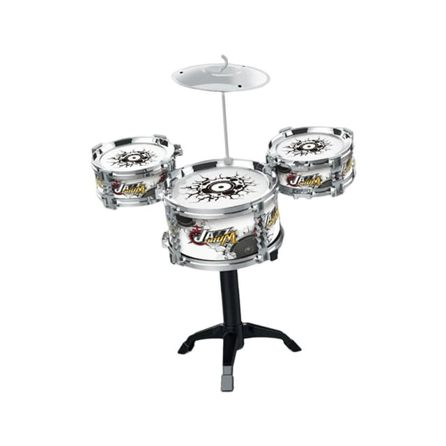 Mini juguetes de batería para , juguetes de aprendizaje preescolar, instrumentos musicales para pequeños, regalos de vacaciones para Negro Hugo Tambor de simulación