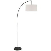 360 Lighting Cora Modern Arc Floor Lamp Standing 72 Tall Black Metal White Linen Drum Shade Decor for Living Room Reading Bedroom Office House Home