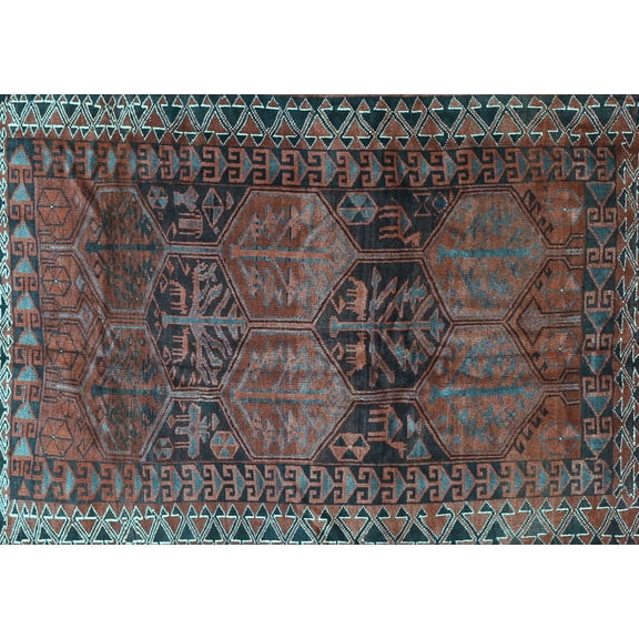 Ahgly Company Indoor Rectangle Persian Light Blue Traditional Area Rugs, 5' x 7'