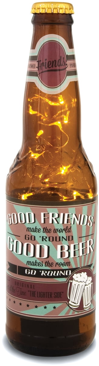 16 oz Beer Bottle Lantern with Saying 