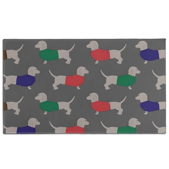 Dachshund Footprint Door Rugs,Washable Non Slip Door Mats Indoor,Decorative Door Mats,Entry Mat Indoor for Entrance,Bedroom,Kitchen,Bathroom,17"x30"