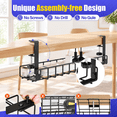 Black 1 Pack Under Desk Cable Management Tray No Drill Clamp Organizer ...