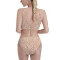 thumbnail image 3 of Picia Beige Sparkling Glitter Women's High Waisted Bikini Scoop Neck Swimsuit Two Pieces Bathing Suit-Small, 3 of 8