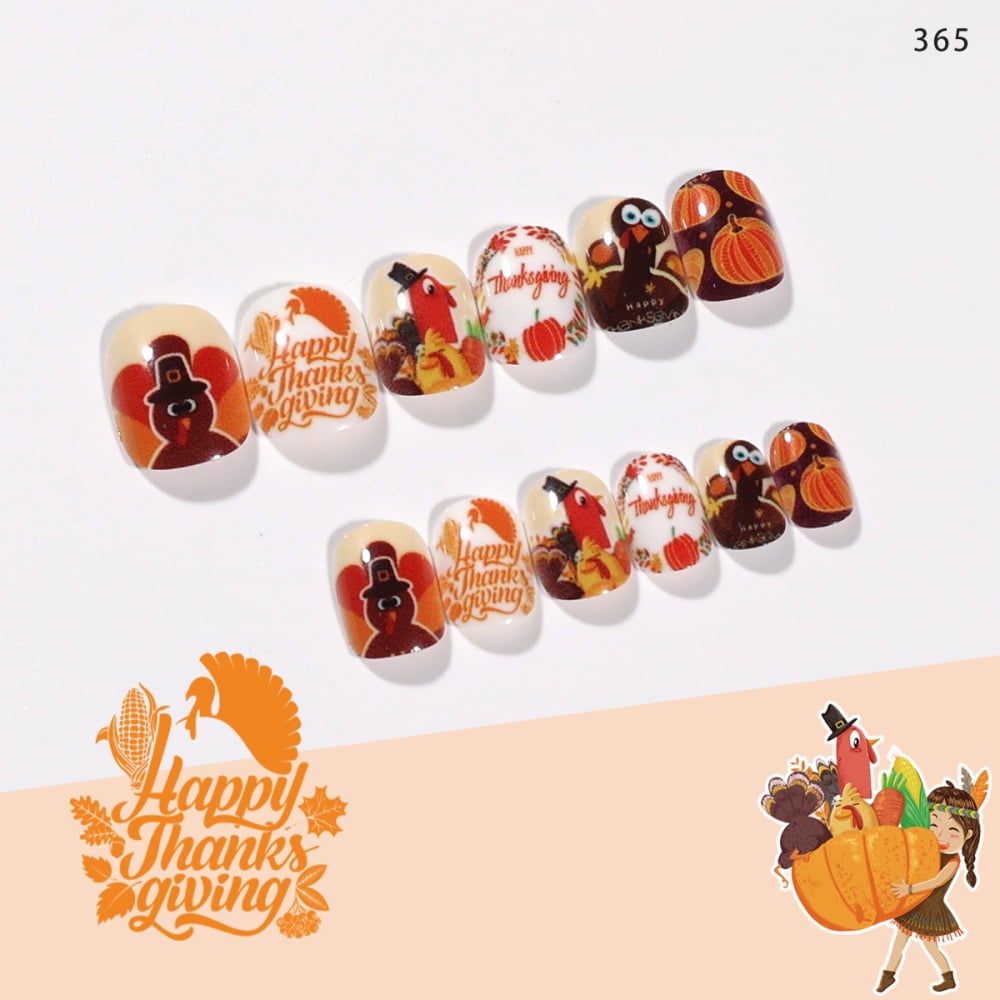 Thanksgiving False Nail Salon Set Cute Style Long Lasting Nail Manicure