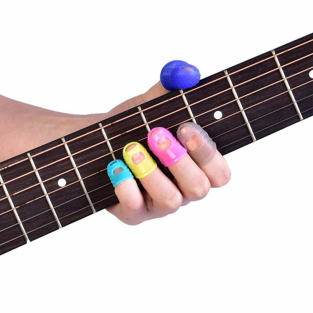 Tebru Silicone Rubber Fingertip Protectors Fingerstall And Guitar