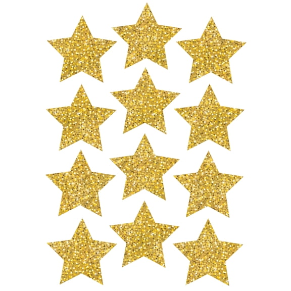 Ashley Productions Die-Cut Magnets, 3" Gold Sparkle Stars, 12 Per Pack, 6 Packs