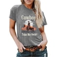 thumbnail image 1 of Hauts d'Été pour Femmes Chemise de Pyjama Blouse Cowboy Take Me Chemise pour Femmes Western Cowboy Vintage T-Shirts Graphiques Hauts Cheval pour Femmes, 1 of 4