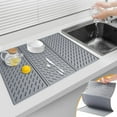 thumbnail image 5 of Large Silicone Dish Drying Mat - Collapsible Trifold Easy Clean Kitchen Drain Rack for Multiple Uses Heat Design for Countertop and Dish Drying, 5 of 5