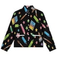thumbnail image 4 of Jackets for Women Winter Coat Jackets Flannel Stand Collar Jacket(Art Supplies Stars Pattern,Size:S-4XL), 4 of 7