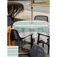 thumbnail image 5 of Outdoor Tablecloth with Umbrella Hole for Patio/Picnic/Party/Camping, Farm Fruits Waterproof Table Cloth Square Cover Washable, Watermelon Lemons Peach Green Grey Striped (60"x 60"), 5 of 8