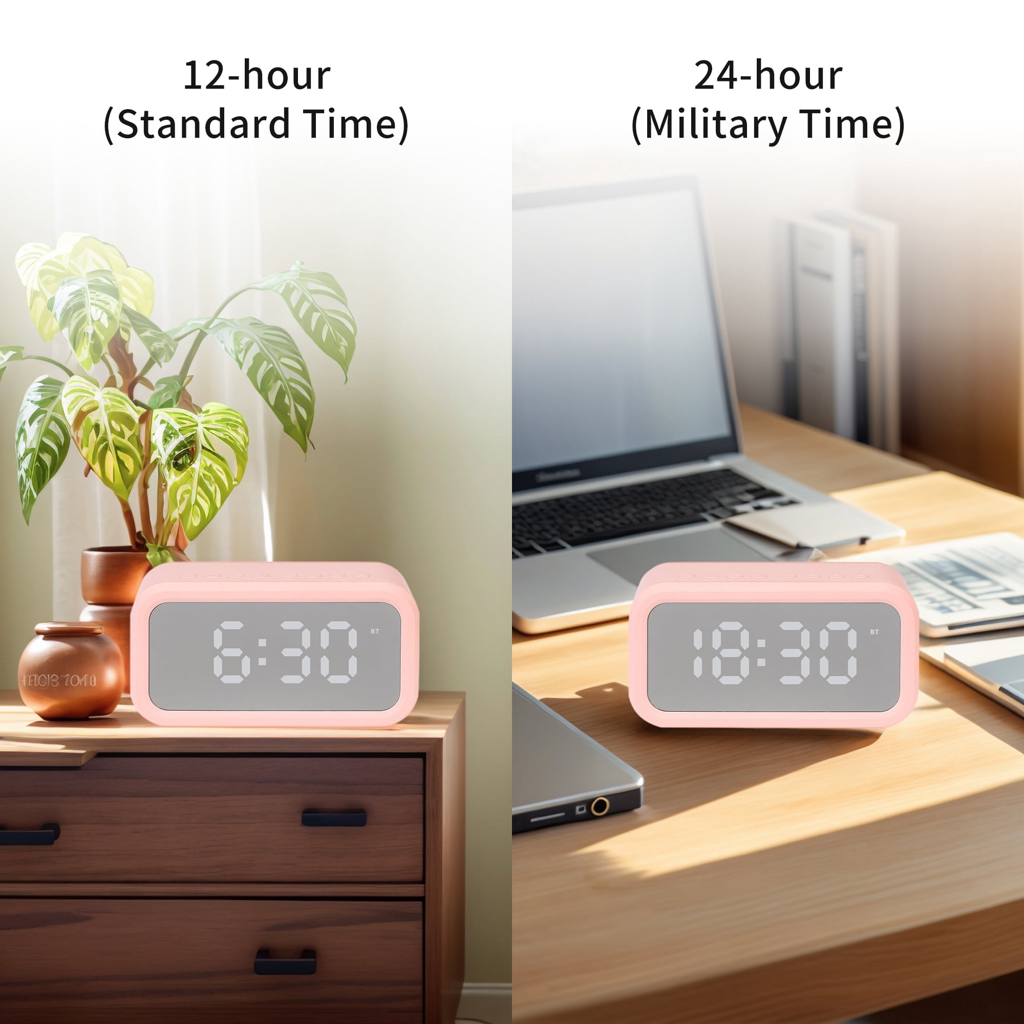 Unique Bargains 2 Pcs Small Dual Digital Alarm Clock for Bedroom Blue