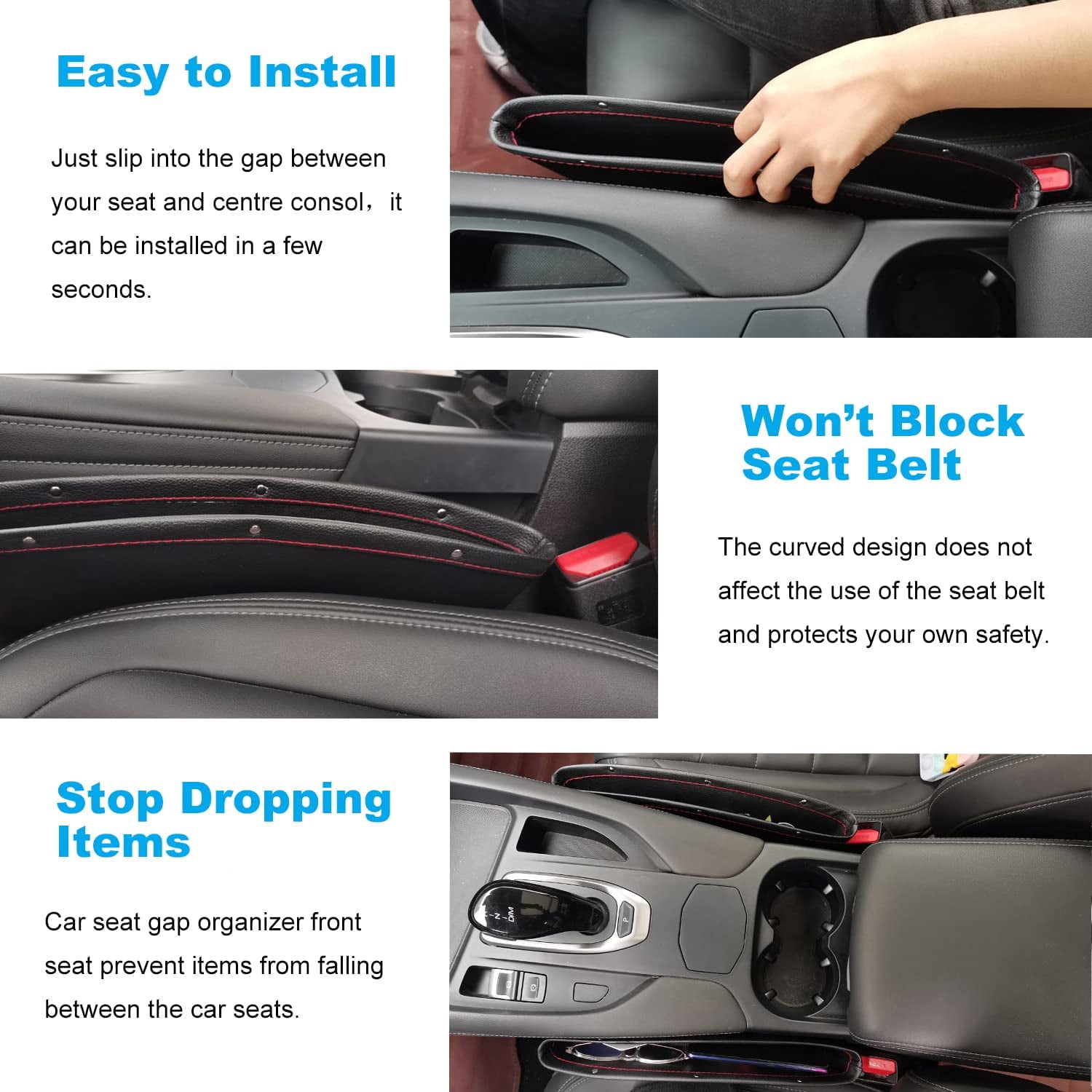 Car Gap Filler (2 Pack)Multifunctional Car Accessories in Between Seats to  Avoid Dropping,Car Seat Gap Filler Organizer 