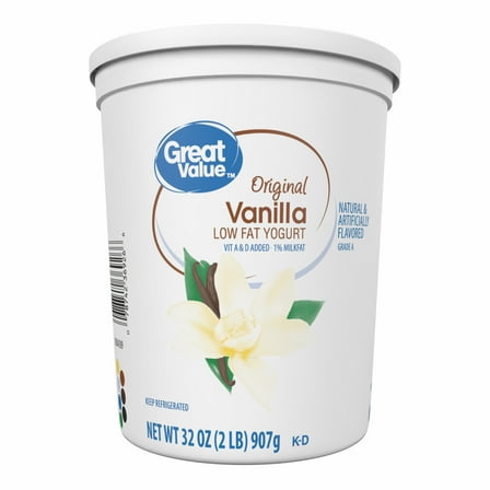 Great Value Original Vanilla Low-fat Yogurt, 32 oz Tub