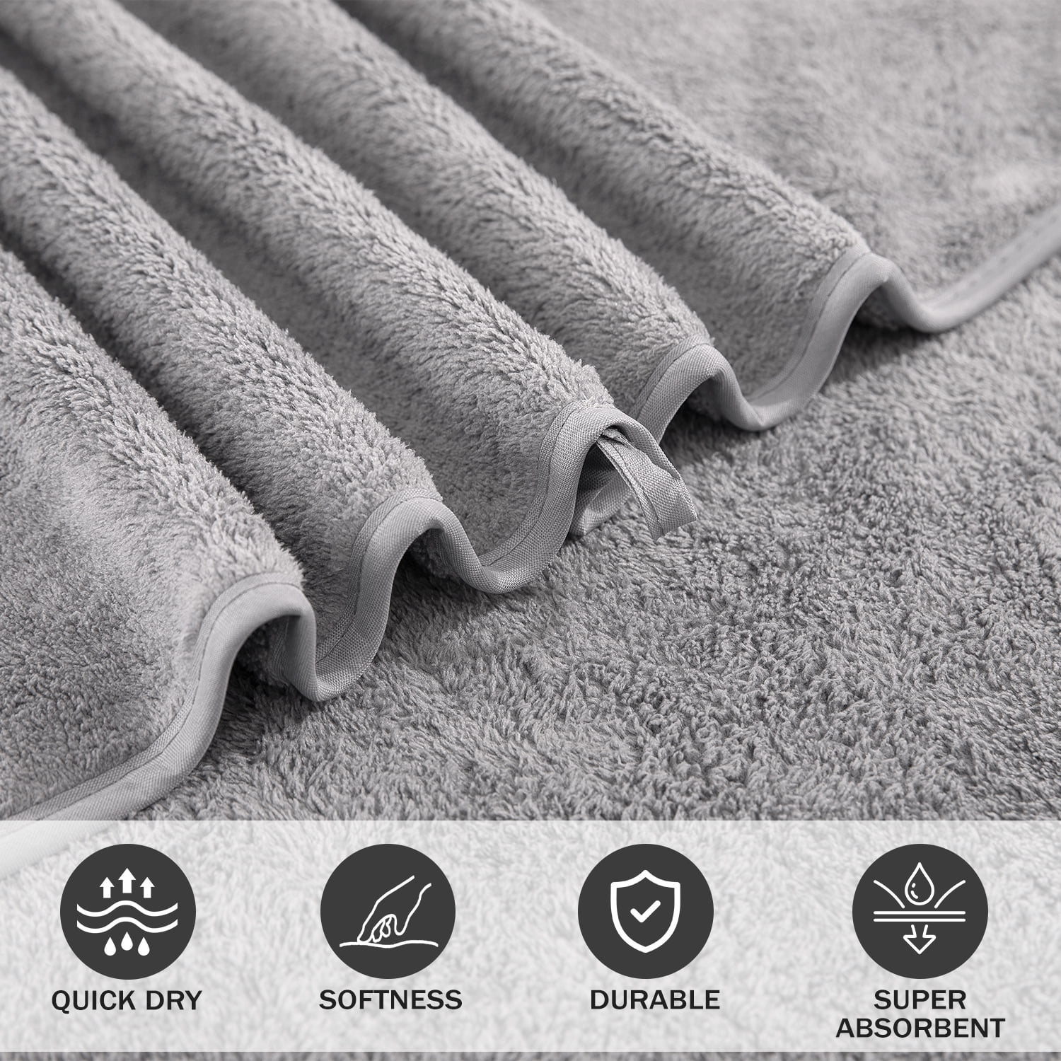 Green Essen 8 Pieces Bath Towel Set Bath Sheet 700 GSM Oversized Thick Bath Shower Towels 35"x 70"-Absorbent-Quick Dry-Multi-Purpose-Assorted Hotel Large Microfiber Bathroom Towels Light Grey